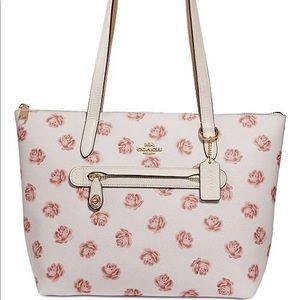 White floral coach tote